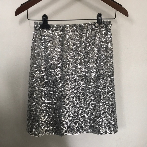 PrettyGuide Silver Sequin Skirt - Picture 1 of 2